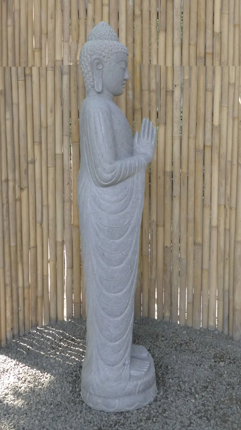  Product image 6 of the product “Standing Buddha made of Riverstone, position Namaskara , H. 180cm. ”